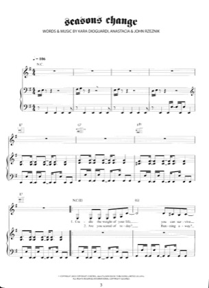Thumbnail of first page of Seasons Change piano sheet music PDF by Anastacia.