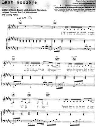 Thumbnail of first page of Last Goodbye piano sheet music PDF by Atomic Kitten.