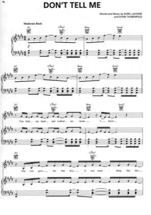Thumbnail of first page of Don't Tell Me piano sheet music PDF by Avril Lavigne.