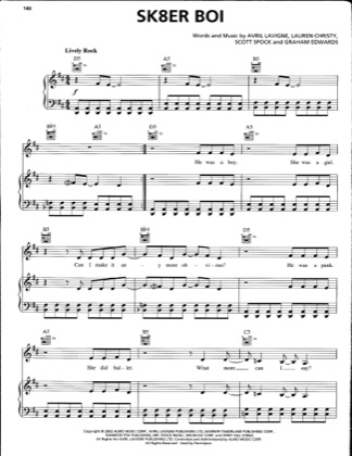 Thumbnail of first page of Sk8er Boi piano sheet music PDF by Avril Lavigne.