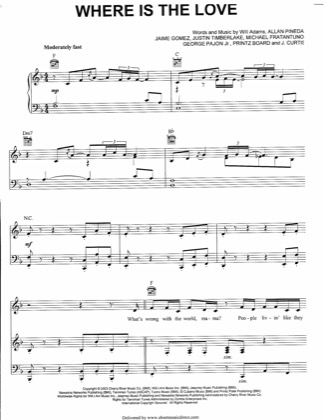 Thumbnail of first page of Where Is The Love piano sheet music PDF by Black Eyed Peas.