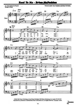 Thumbnail of first page of Real To Me piano sheet music PDF by Brian McFadden.