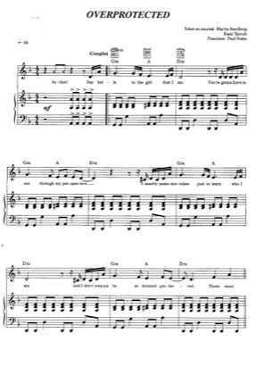 Thumbnail of first page of Overprotected piano sheet music PDF by Britney Spears.