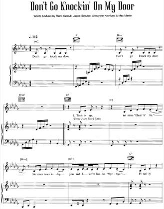 Thumbnail of first page of Don't Go Knocking On My Door piano sheet music PDF by Britney Spears.