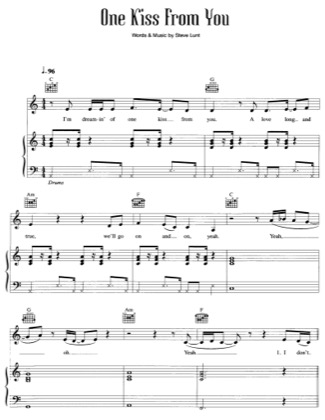 Thumbnail of first page of One Kiss From You piano sheet music PDF by Britney Spears.