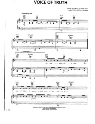 Thumbnail of first page of Voice of Truth piano sheet music PDF by Casting Crowns.
