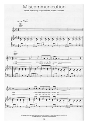 Thumbnail of first page of Miscommunication piano sheet music PDF by Delta Goodrem.