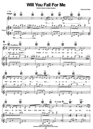 Thumbnail of first page of Will You Fall For Me piano sheet music PDF by Delta Goodrem.