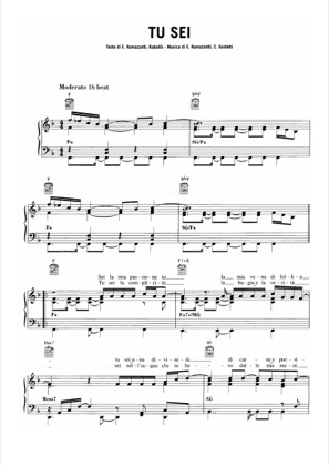 Thumbnail of first page of Tu Sei piano sheet music PDF by Eros Ramazzotti.