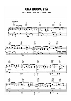 Thumbnail of first page of Una Nuova Eta piano sheet music PDF by Eros Ramazzotti.