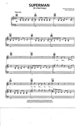 Thumbnail of first page of Superman piano sheet music PDF by Five For Fighting.
