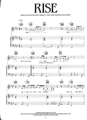 Thumbnail of first page of Rise piano sheet music PDF by Gabrielle.