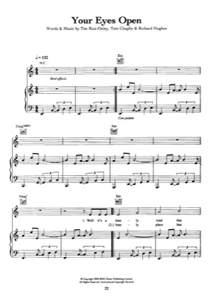 Thumbnail of first page of Your Eyes Open piano sheet music PDF by Keane.