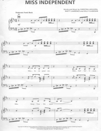 Thumbnail of first page of Miss Independent piano sheet music PDF by Kelly Clarkson.