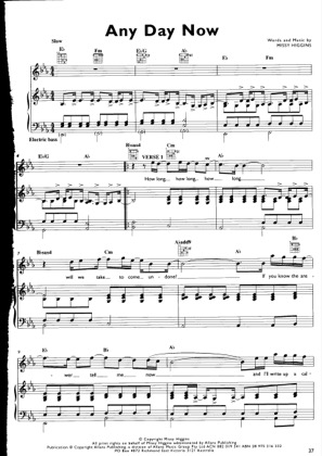 Thumbnail of first page of Any Day Now piano sheet music PDF by Missy Higgins.