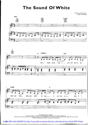 Thumbnail of first page of The Sound of White piano sheet music PDF by Missy Higgins.