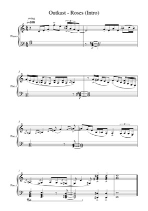Thumbnail of first page of Roses (Intro) piano sheet music PDF by Outkast.