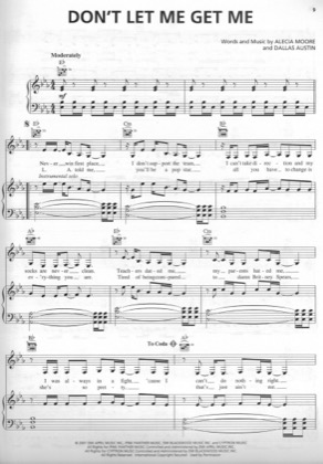 Thumbnail of first page of Don't Let Me Get Me piano sheet music PDF by Pink.