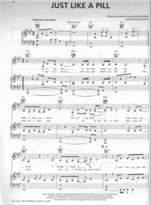 Thumbnail of first page of Just Like A Pill piano sheet music PDF by Pink.
