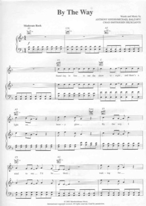 Thumbnail of first page of By The Way piano sheet music PDF by Red Hot Chilli Peppers.