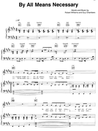 Thumbnail of first page of By All Meanes Necessary piano sheet music PDF by Robbie Williams.