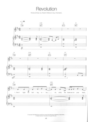 Thumbnail of first page of Revolution piano sheet music PDF by Robbie Williams.