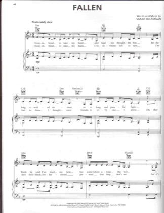 Thumbnail of first page of Fallen piano sheet music PDF by Sarah McLachlan.