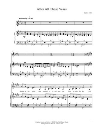 Thumbnail of first page of After All These Years (with vocals) piano sheet music PDF by Silverchair.