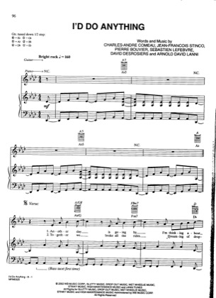 Thumbnail of first page of I'd Do Anything piano sheet music PDF by Simple Plan.