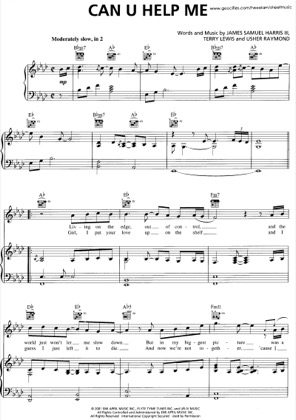 Thumbnail of first page of Can You Help Me piano sheet music PDF by Usher.