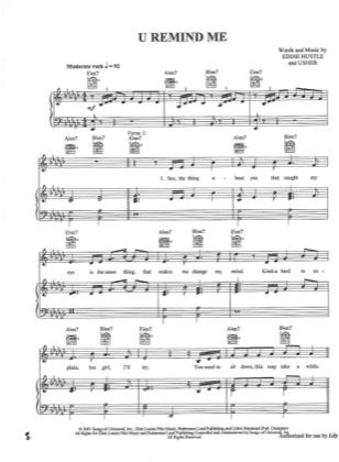 Thumbnail of first page of You Remind Me piano sheet music PDF by Usher.