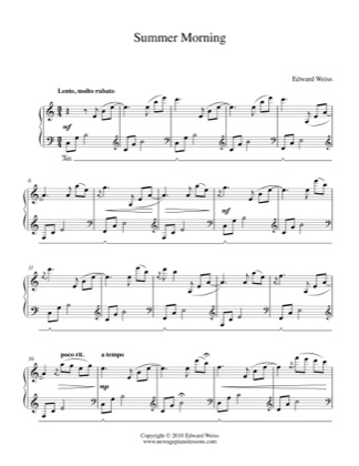 Thumbnail of first page of Summer Morning piano sheet music PDF by Edward Weiss.