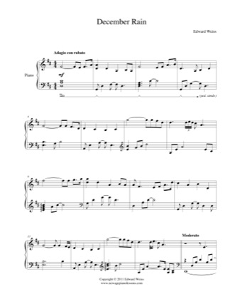Thumbnail of first page of December Rain piano sheet music PDF by Edward Weiss.