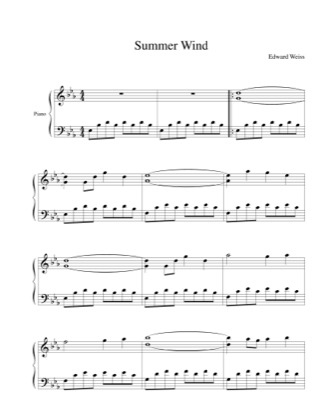 Thumbnail of first page of Summer Wind piano sheet music PDF by Edward Weiss.