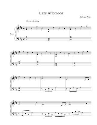 Thumbnail of first page of Lazy Afternoon piano sheet music PDF by Edward Weiss.