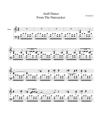 Thumbnail of first page of Arab Dance (from Nutcracker) piano sheet music PDF by Christmas.
