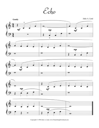 Thumbnail of first page of Echo piano sheet music PDF by Kids (Lvl 2).
