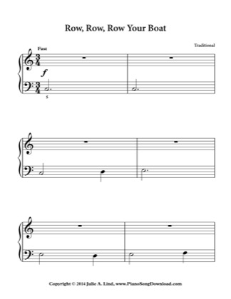 Thumbnail of first page of Row, Row, Row Your Boat piano sheet music PDF by Kids.