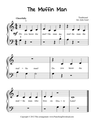 The Muffin Man Kids Lvl 1 Free Piano Sheet Music Pdf