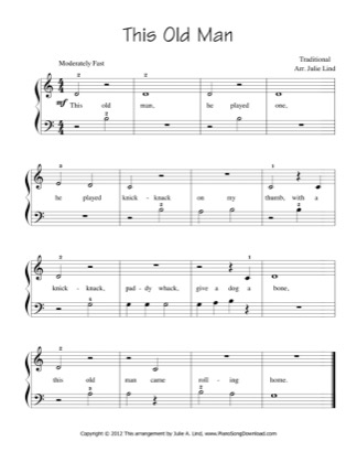 This Old Man (lvl 1) - Kids Free Piano Sheet Music PDF