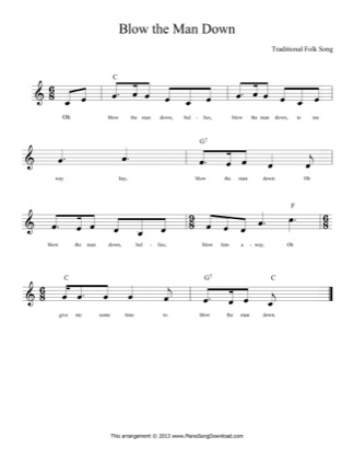 Thumbnail of first page of Blow the Man Down (easy) piano sheet music PDF by Traditional.