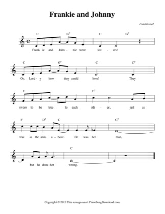 Frankie And Johnny Traditional Free Piano Sheet Music Pdf