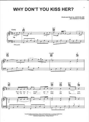 Thumbnail of first page of Why Don't You Kiss Her piano sheet music PDF by Jesse McCartney.