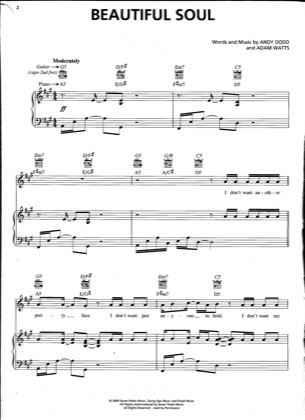 Thumbnail of first page of Beautiful Soul piano sheet music PDF by Jesse McCartney.