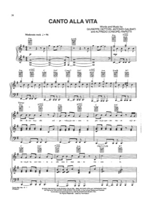 Thumbnail of first page of Canto Alla Vita piano sheet music PDF by Josh Groban.