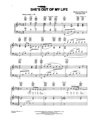 Thumbnail of first page of She's Out of My Life piano sheet music PDF by Josh Groban.
