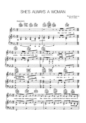 Thumbnail of first page of She's Always A Woman piano sheet music PDF by Billy Joel.