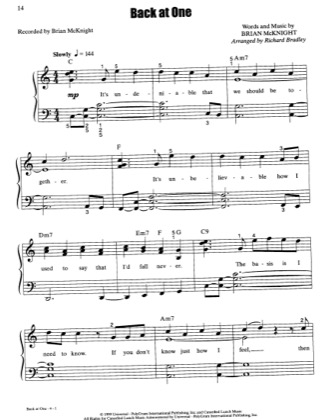 Thumbnail of first page of Back At One piano sheet music PDF by Brian McKnight.