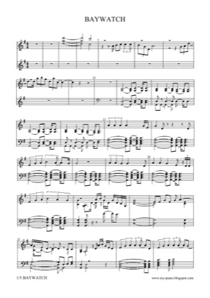 Thumbnail of first page of Baywatch Theme Song piano sheet music PDF by Baywatch.