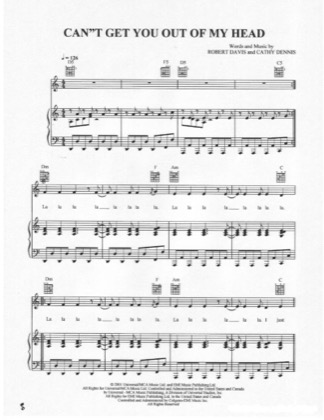 Thumbnail of first page of Can't Get You Out Of My Head piano sheet music PDF by Kylie Minogue.